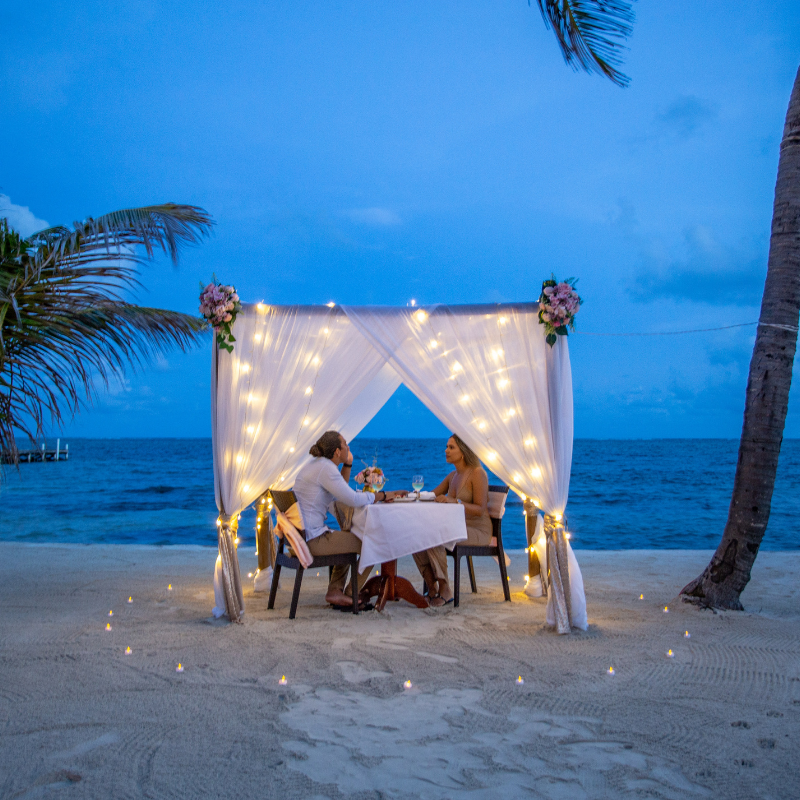 honeymoon ambergris caye private beach dinner belize